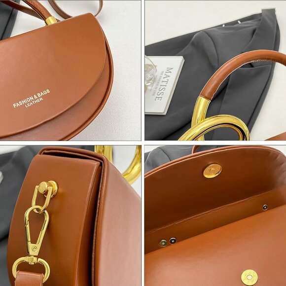 Black PU Leather Slouchy Saddle Bag for Women - Versatile Crossbody, Shoulder, T - Picture 5 of 7